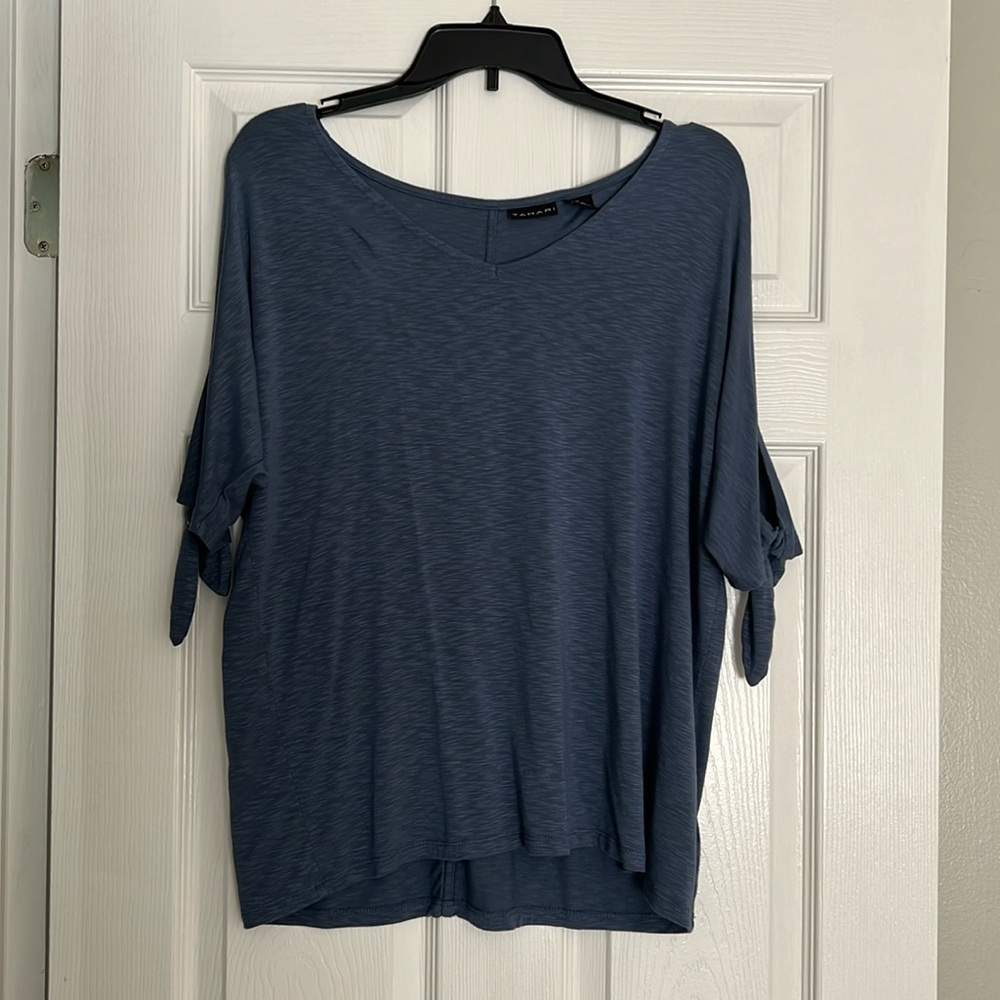 Tahari Cold Shoulder Blue Top